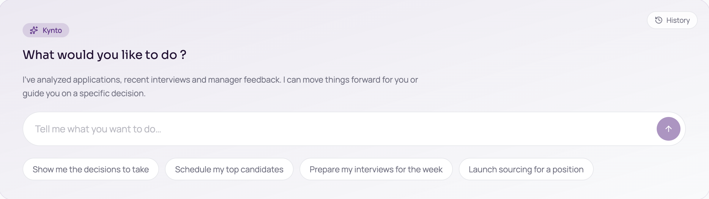 Kynto recruitment assistant interface